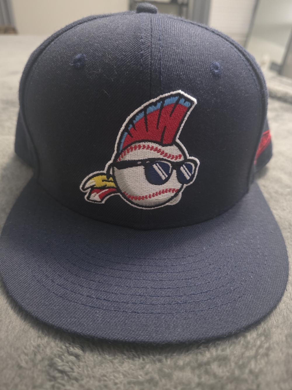 Navy Baseball Graphic Fittted Hat with Colorful Patch